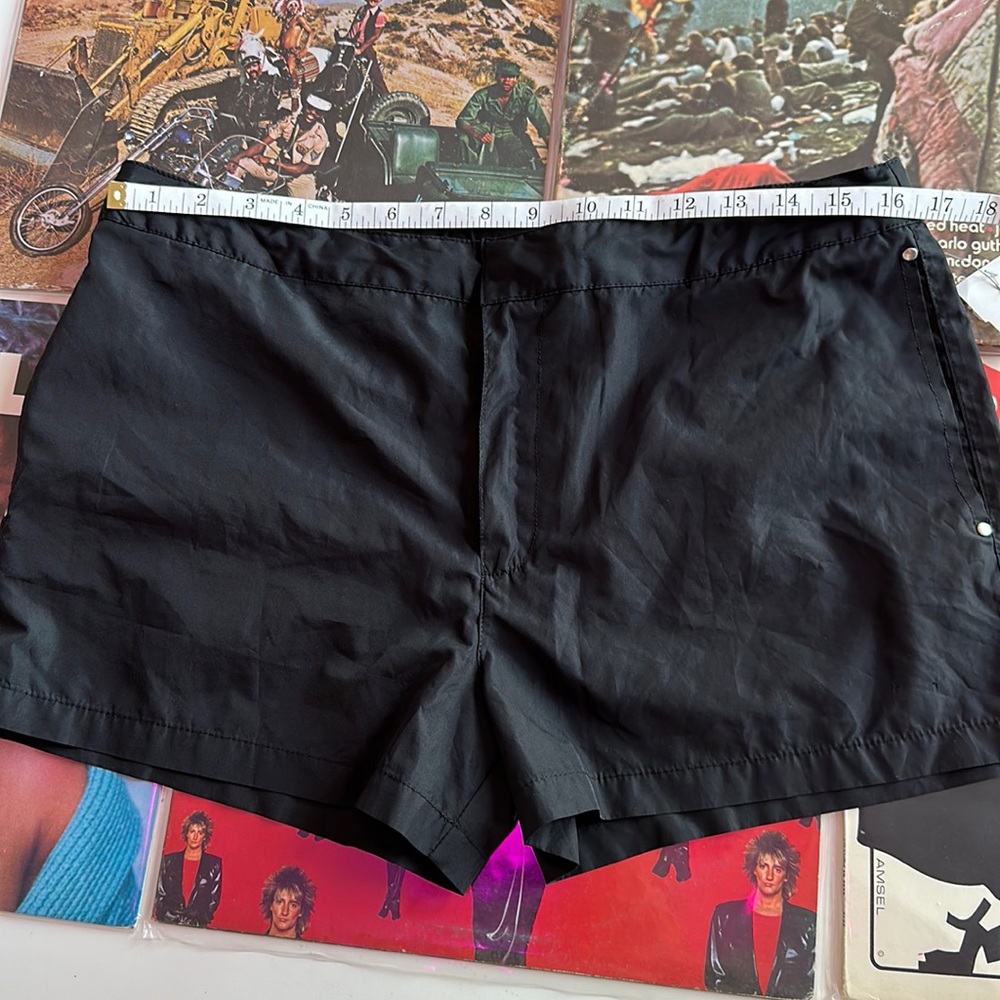 Zara black swim shorts with drawstring size medium snap front and zipper